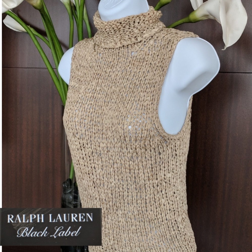 Sexy RALPH LAUREN nude open knit sleeveless top  S
